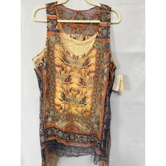 OneWorld Live And Let Live Womens Sleeveless Top 1X Multicolor Paisley Print - Picture 2 of 7